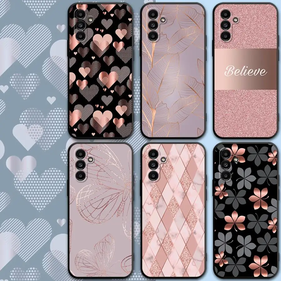 Phone Case for Motorola Moto Eage 30 Lite 20 40 Pro G9 Power G9 Play One Funsion Plus Gold Rose Love Heart Black Soft Cover Capa