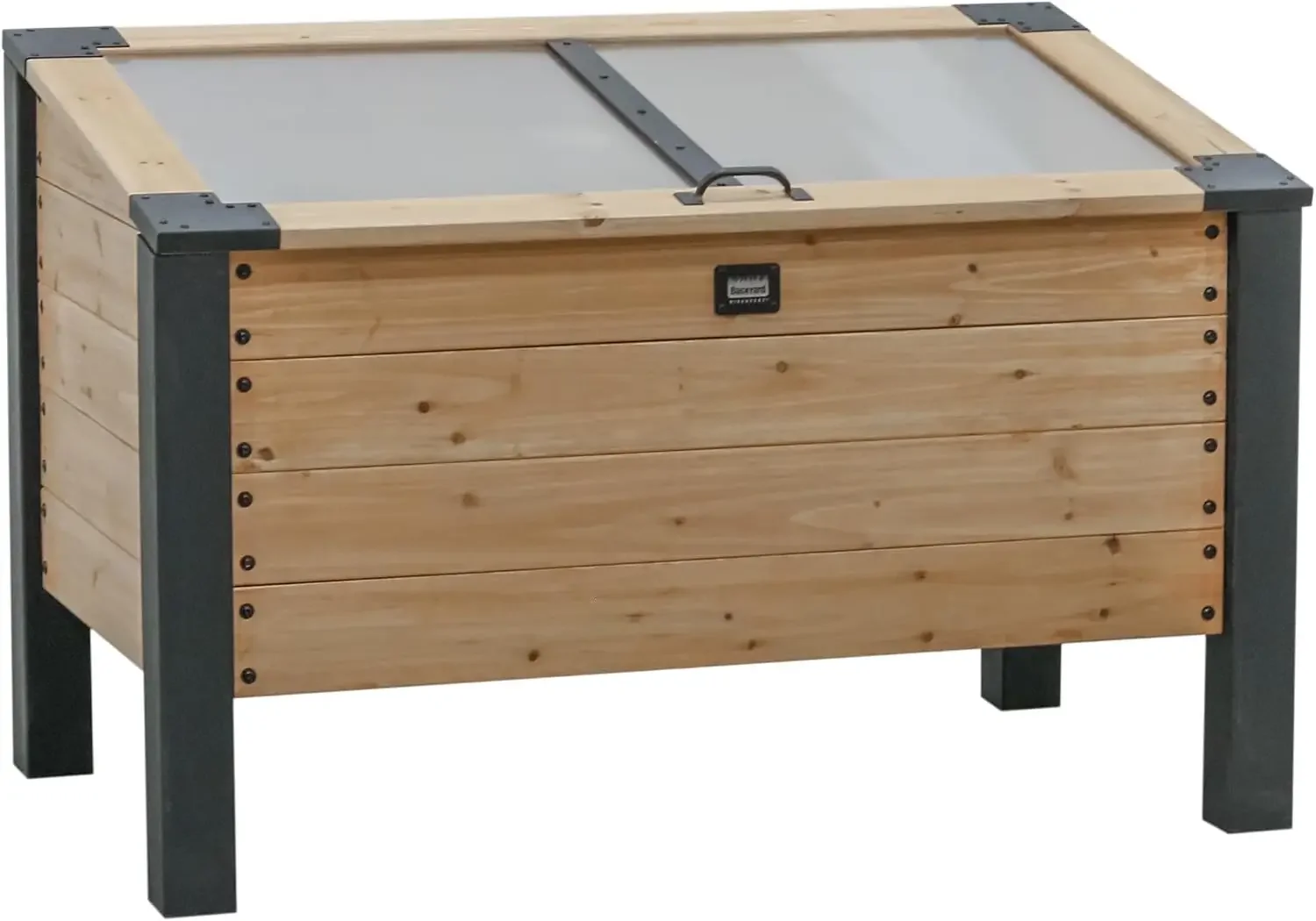 US StockAggie 4' x 2' Cedar Wood Cold Frame Portable Mini Greenhouse, Raised Garden Planter with Temperature-Activated Polycarbo