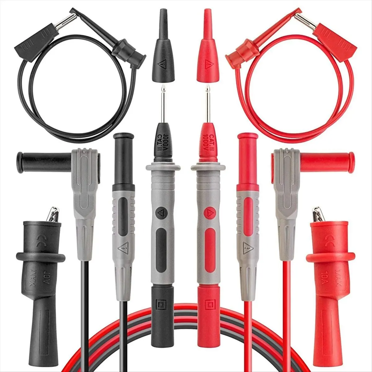 L63A 8Pcs Multimeter Test-Leads Set with Alligator Clips and AM33D 2000 Counts Multimeter