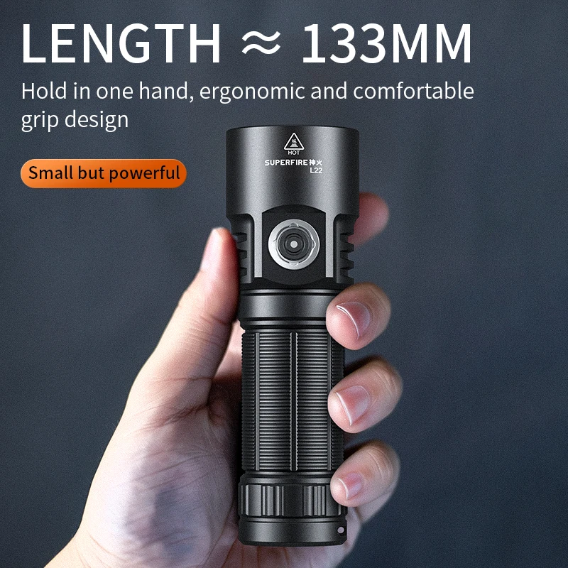 SUPERFIRE 60W High Power LED Flashlight 5000 Lumen Type-C Rechargeable Portable EDC Torch with 3 Light Beads for Tactical Lanter