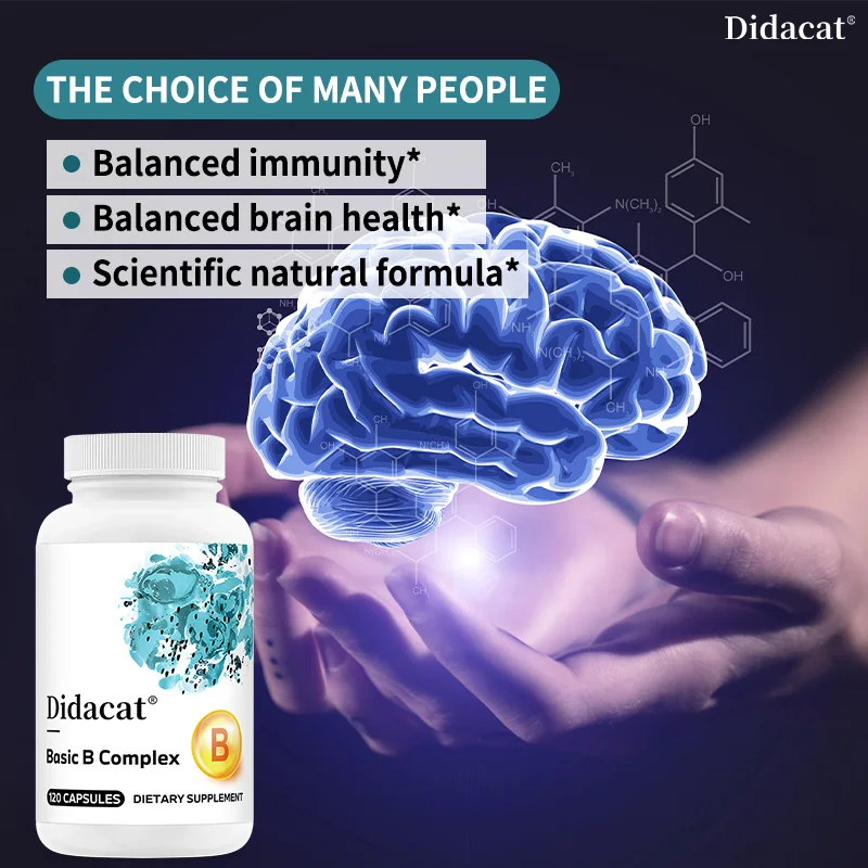 

Vitamin B Complex Capsules - Replenish Energy, Improve Digestion, and Enhance Immunity, Benefits Brain & Heart Function
