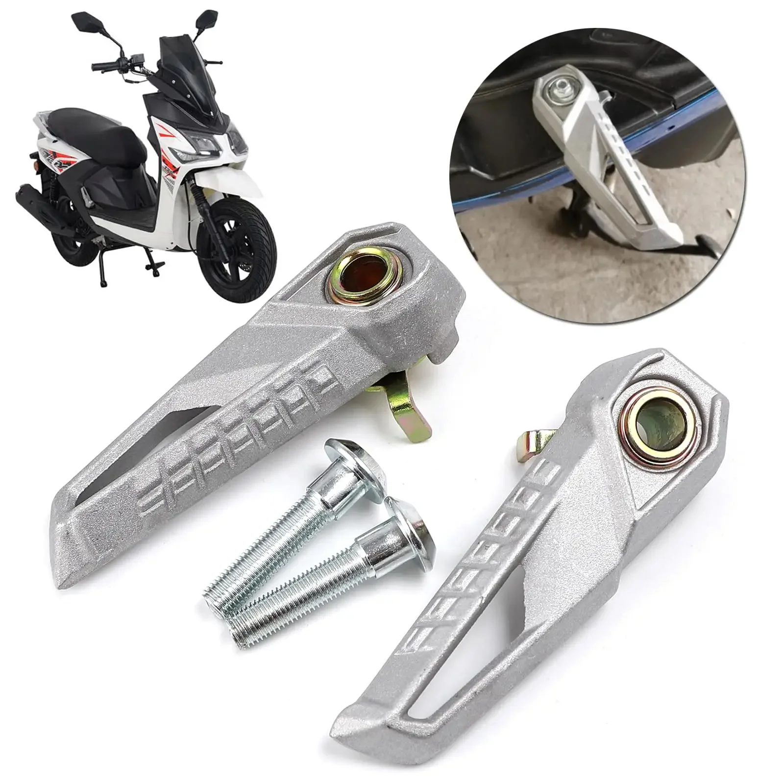 Motorcycle Rear FootPeg Footrest in Aluminum Alloy Material Compatible with YAMAHA BWS 125 2016+, Silver Color