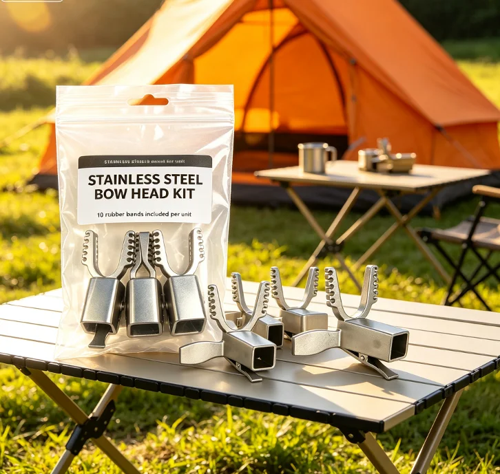 Easy‑to‑Assemble Handheld Portable Sliding Bow Head, Stainless Steel Square Tube Accessory, Fit for 10‑Strand Rubber Bands