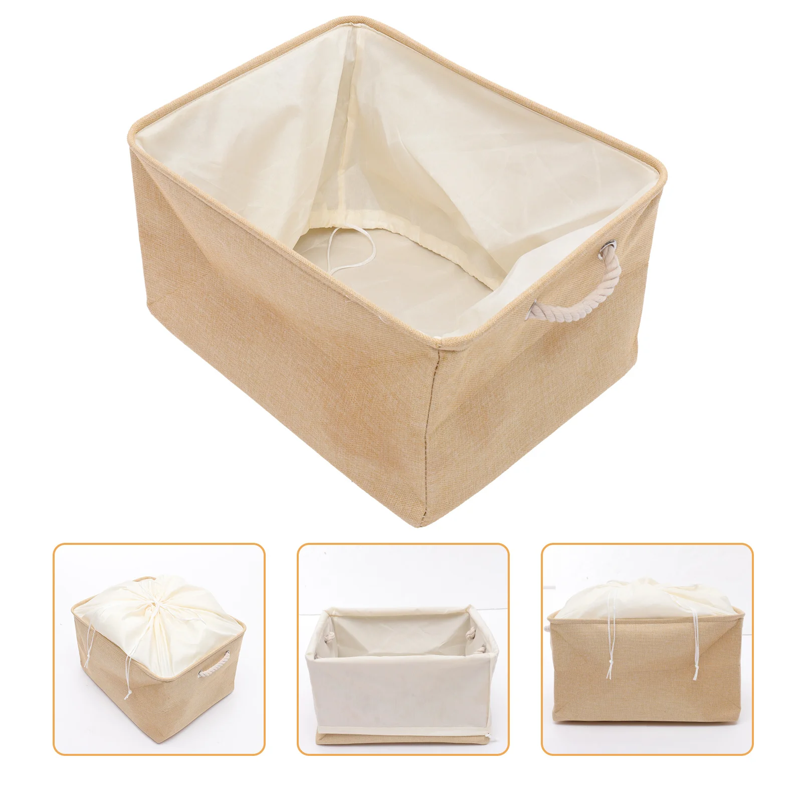 

Large Capacity Fabric Storage Basket Clothes Organizer Desktop Sundries Container Foldable Breathable Storage Bin for Home Use
