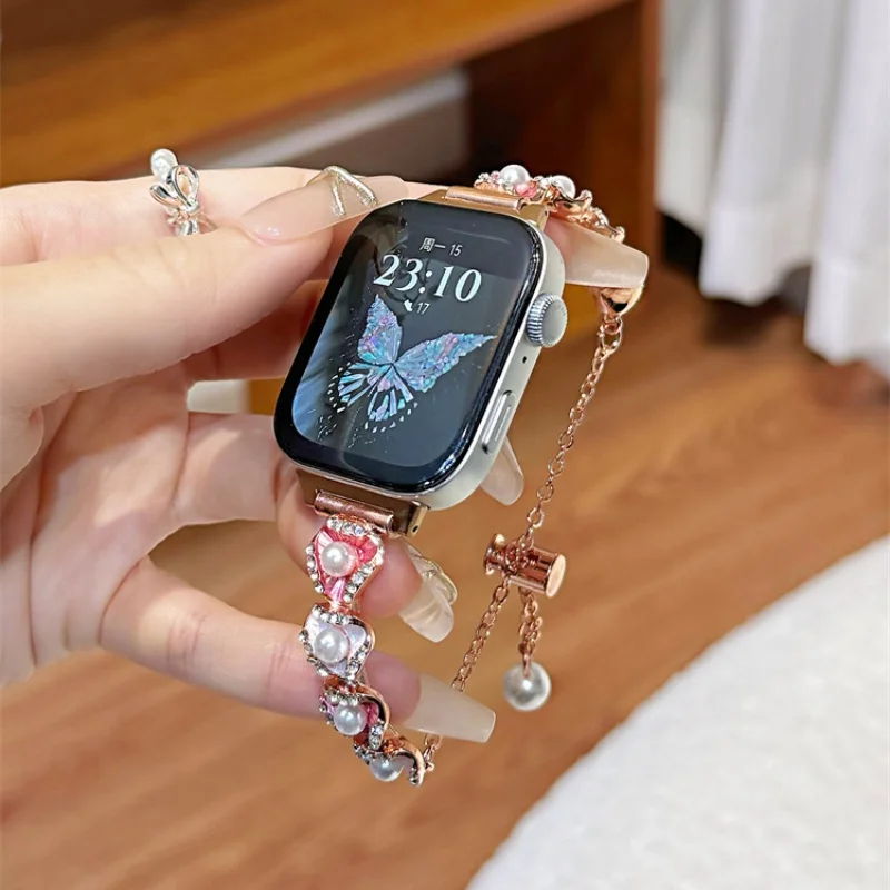 

Dropped pearl heart is suitable for HW Watch Fit3/Fit4 straps and HW Band 8/9/10NFC handmade straps