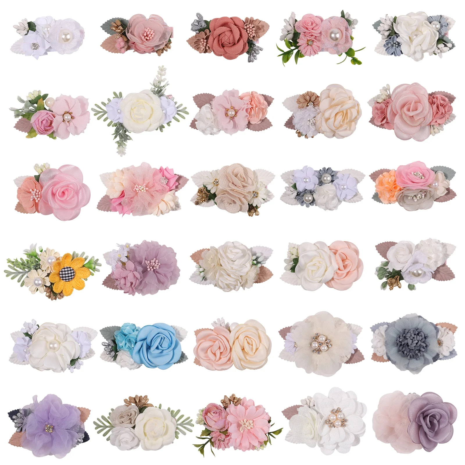 

1Piece Sweet Artificial Flower Petals Hair Clips For Cute Girls Pearl Hairpins Barrettes Headwear Decorate Kids Hair Accessories