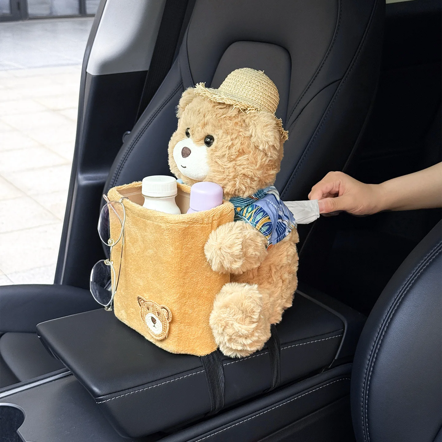 

2 in 1 Car Tissue Box & Trash Bin Cute Plush Creative Multifunctional Storage Box, Lovely Car Interior Decorative Accessories