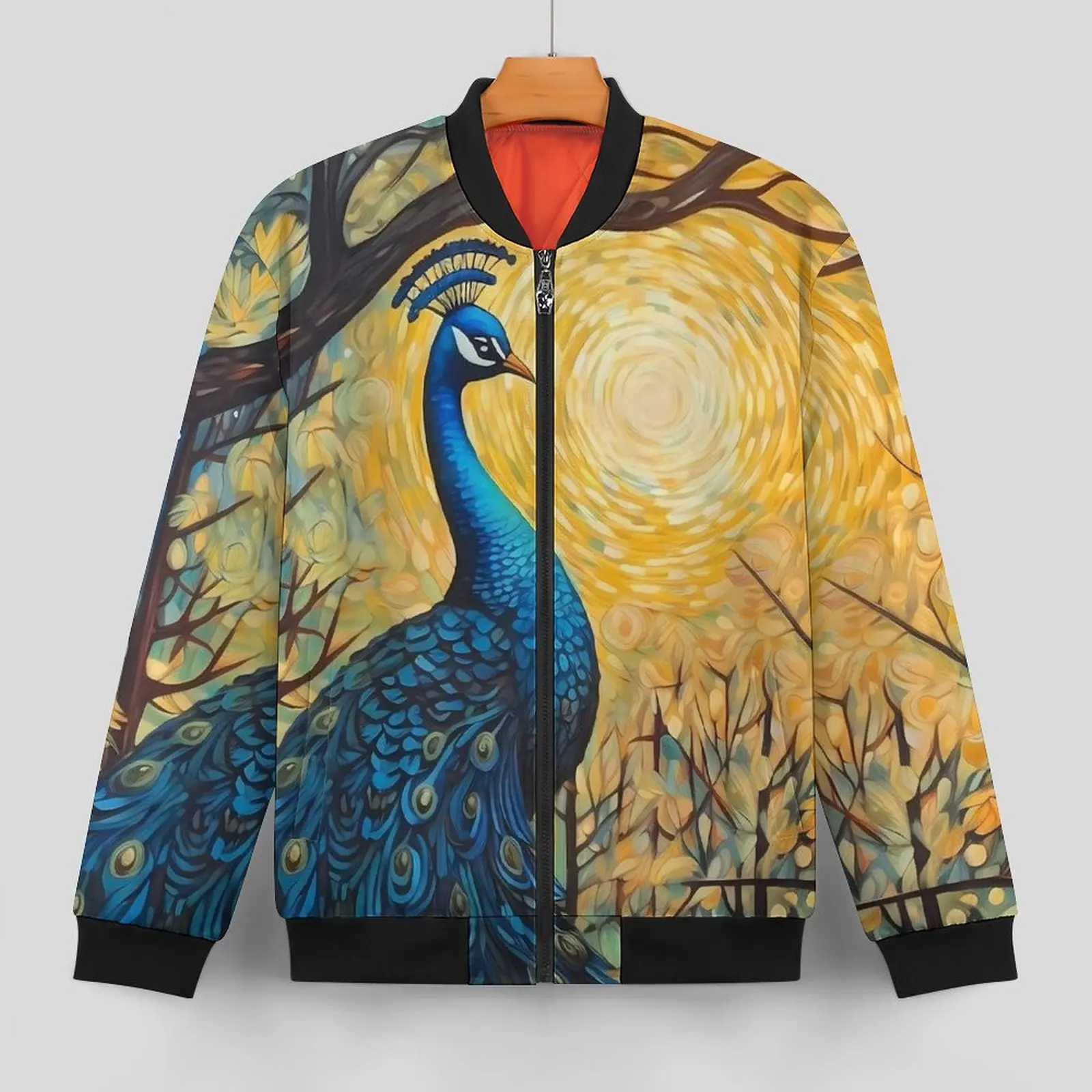 Fantasy Painting About Peacock Jackets Male  Autumn Coats Cool Zipper Casual Windbreak Pattern Outdoor Jacket Big Size