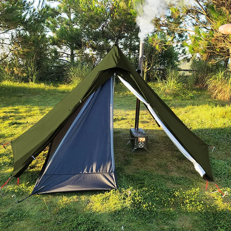 High quality climbing camping stove tent mountaineering light picnic pyramid tent with chimney output
