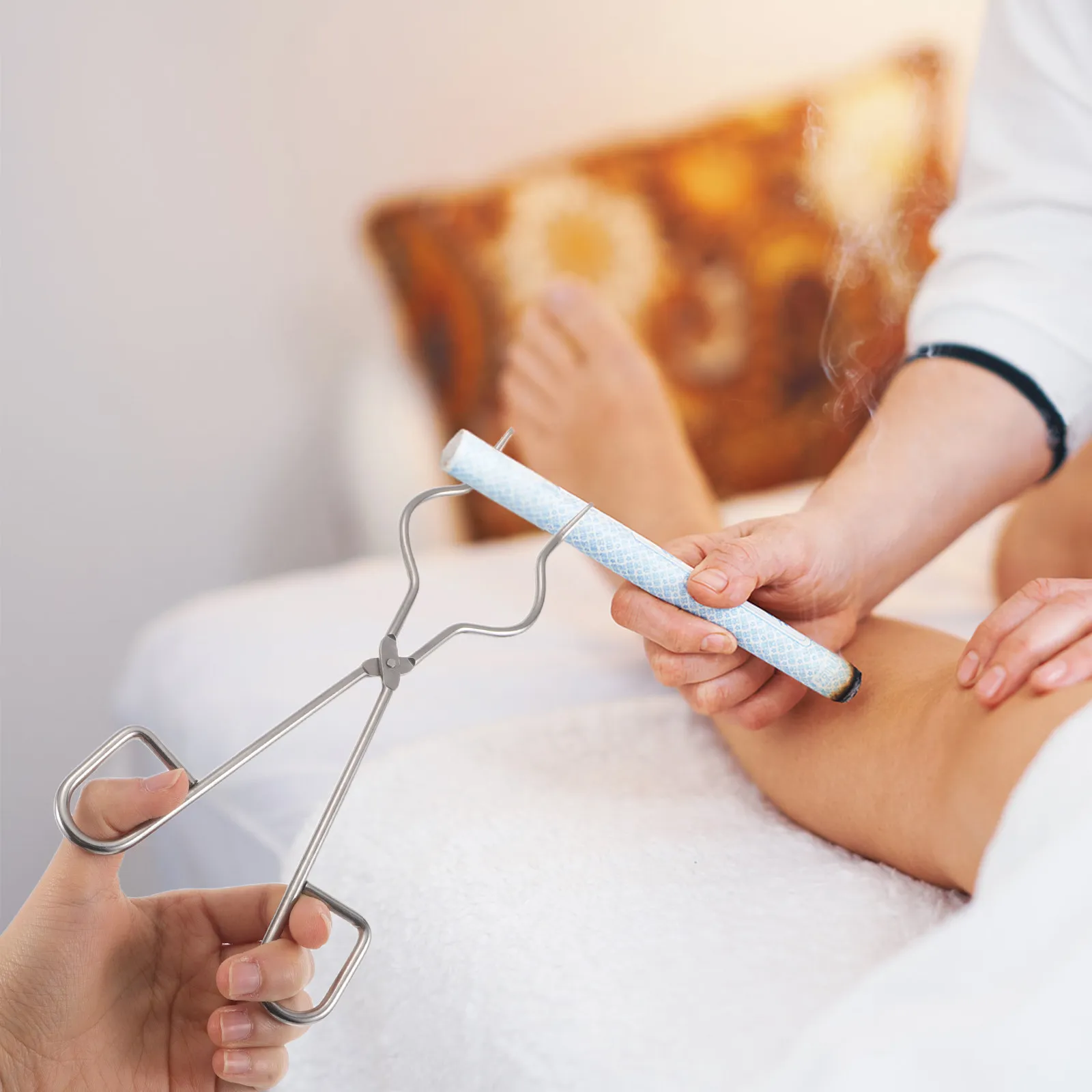 

2 шт. термостойкие зажимы для моксотерапии, прецизионные держатели для мокса-роликов, ручные металлические зажимы с защитой от ожогов для профессиональной терапии