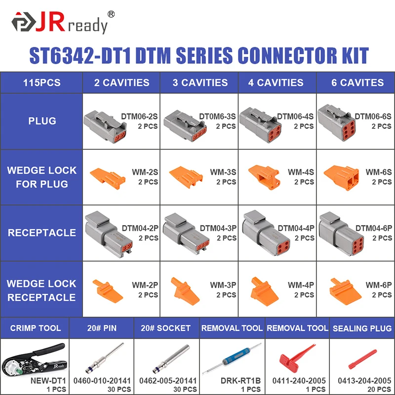 Imagem -03 - Jrready-alicate para Deutsch dt Dtm Dtp Conectores Alicate de Crimpagem Contatos Sólidos 12 16 20 St6342-dt1