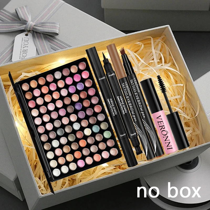 88 Colors Eyeshadow Palette Makeup Set, Liquid Eyebrow Pen, Tinted Brow Gel, Double Head Black Eyeliner Stamp, Waterproof Eye view 5