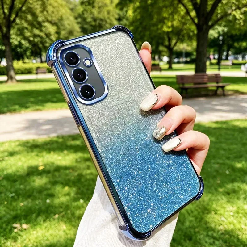 Modische Glitzer-Bling Stoßfeste Handyhülle für Samsung Galaxy A17 A07 A27 A37 A57 A54 A34 A24 A14 S26 Ultra Bumper Soft Cover – Detail 2