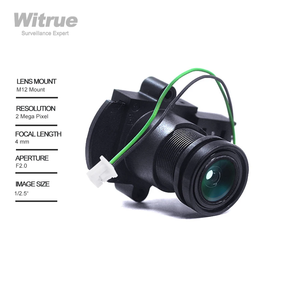 Witrue Camera Lens CCTV 2MP 1080P 4mm M12 Mount Aperture F2.0 with IR Cut for Surveillance Security Cameras