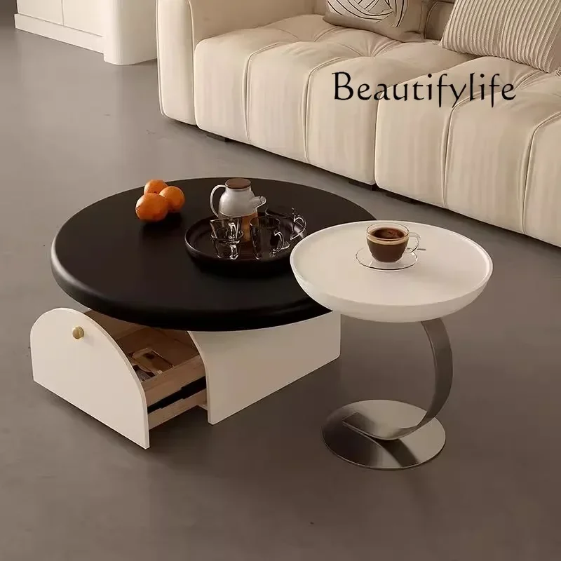 

Vv U 1 Modern Coffee Table Advanced Living Room Household Personalized Small Apartment Light Luxury New Round Coffee Table Combi