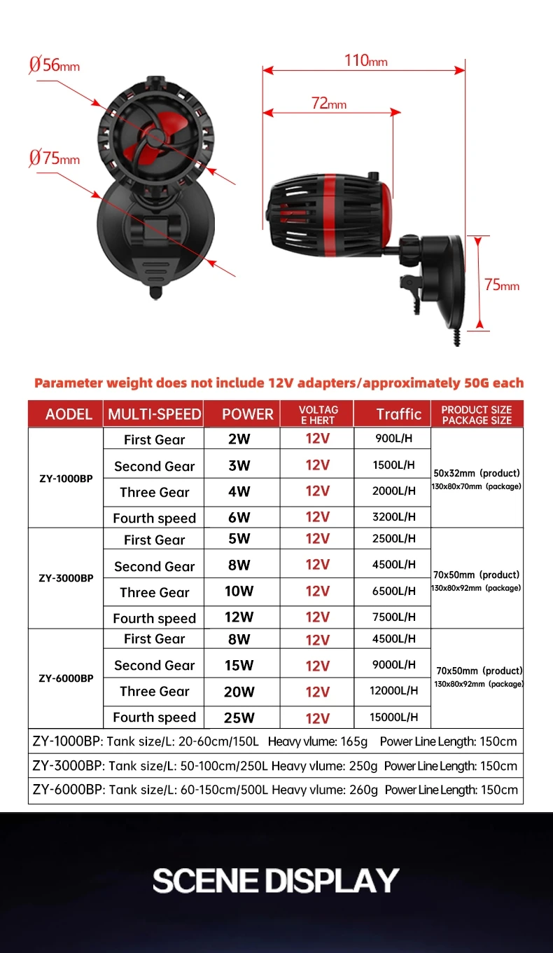 110V-240V fish tank wave pump bottom blow ultra-quiet small variable frequency circulation pump fecal blower sea tank flow pump