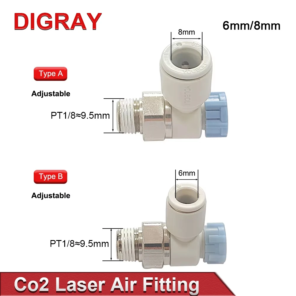 DIGRAY Laser Machine Gas Nozzle Air Regulating Diameter 6mm 8mm 10Pcs / Lots for Co2 Laser Head.