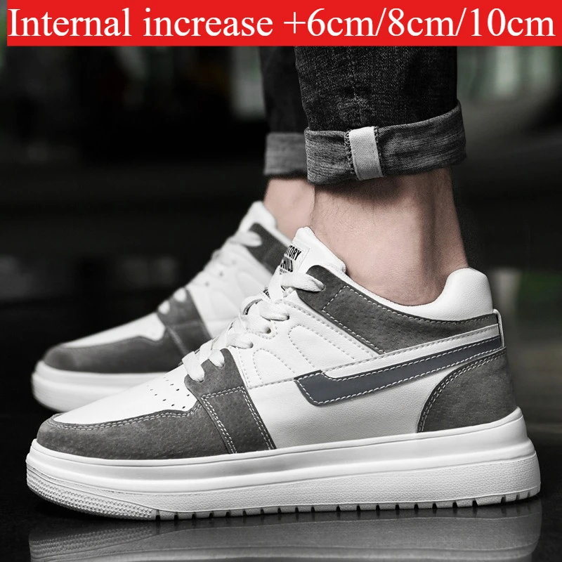 

Men's Fashion Streetwear Sneakers Gray White Color Block Low Top Board Shoes Breathable Lightweight Walking Shoes for Men