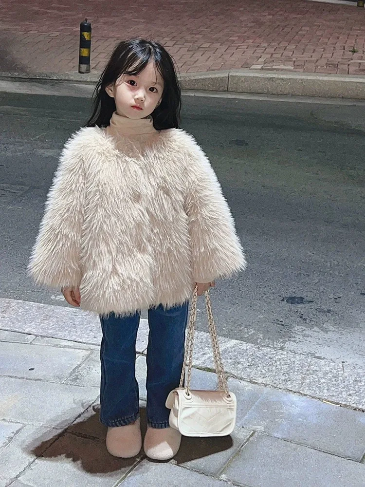 Cappotto di pelliccia da ragazza cappotto Extra spesso per bambini cappotto imbottito in cotone stile straniero moda semplice abbigliamento Casual stile semplice coreano