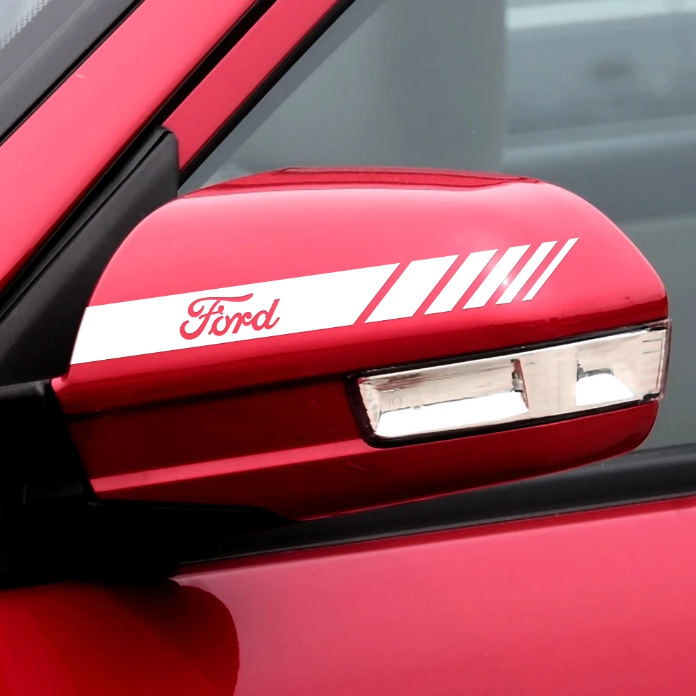 2 قطعة الفينيل سيارة مرآة الرؤية الخلفية ملصق السيارات الجانب الجسم شريط مائي الديكور لفورد رينجر التركيز كوغا موستانج S-MAX العبور #6