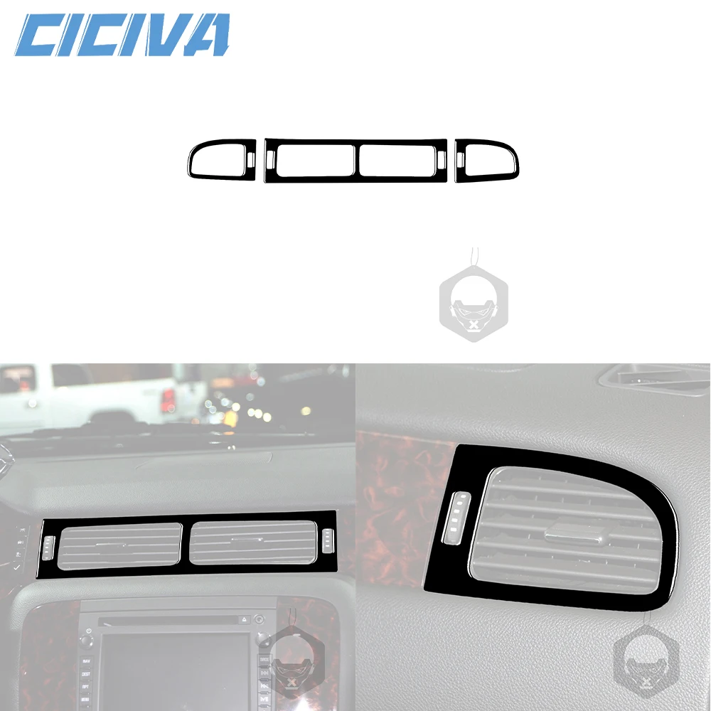 

For Chevrolet Silverado LTZ 2007-2013 Piano Black Instrument Air Conditioning Vent Panel Car inside Trim Accessories Sticker