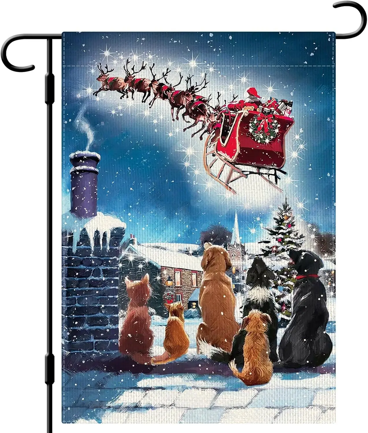 DLZDN Christmas Garden Flag Cute Cat Dog Santa Garden Flag 12×18 Inch Double Sided Vertical Rustic Farmhouse Yard Flag Chris jaa