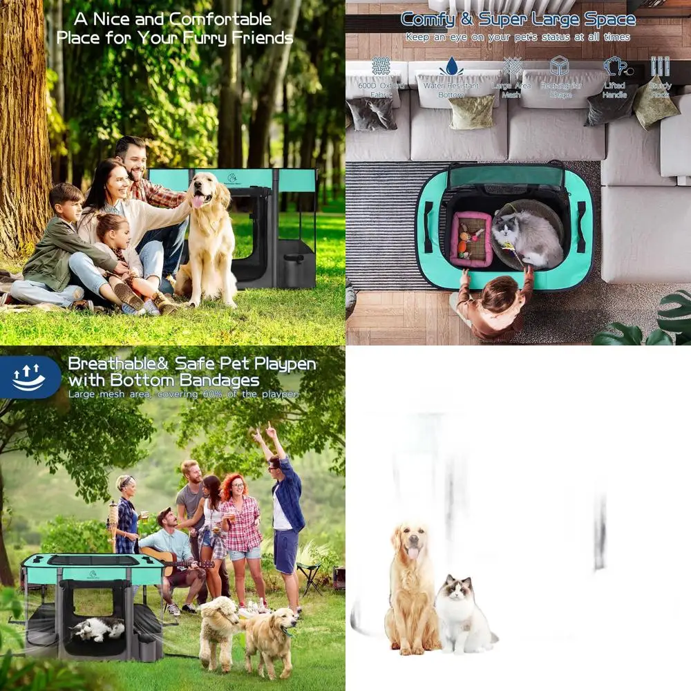 

Foldable 40x32x24 Dog & Cat Playpen, Portable Exercise Kennel, Water-Resistant Shade Cover, Ideal for Indoor, Outdoor, and Trave