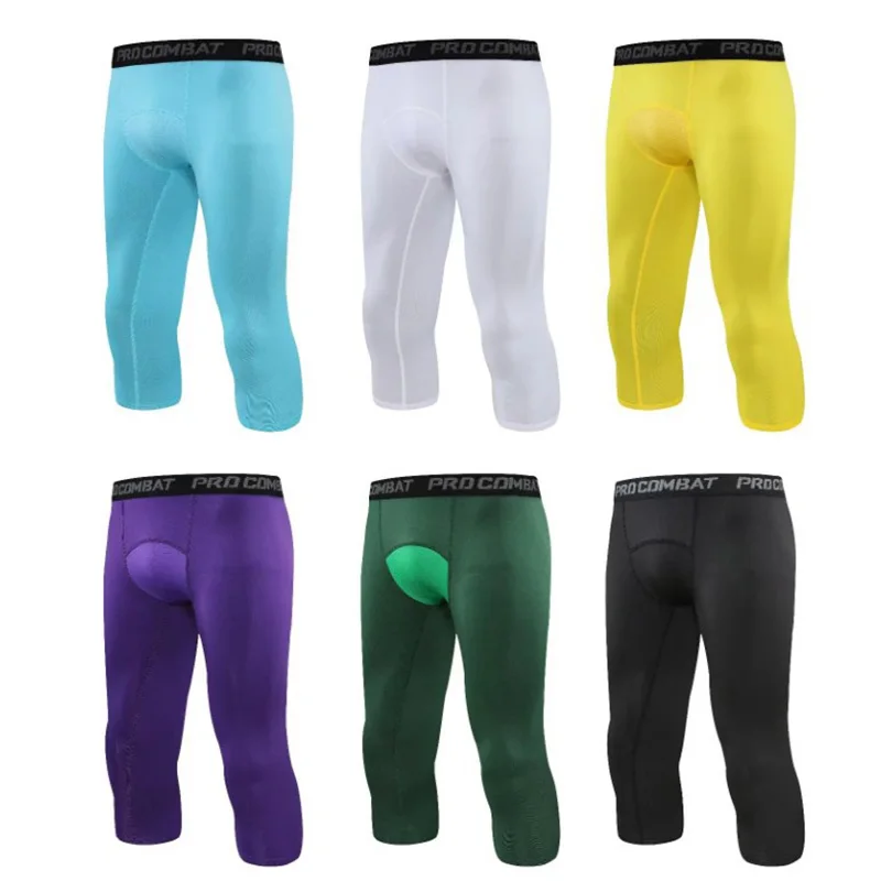 Men Kid Boy Girl GYM Capri Running Tights Pants Basketball Football Soccer Fitness Exercise Sport 3/4 Cropped Leggings Shorts 02