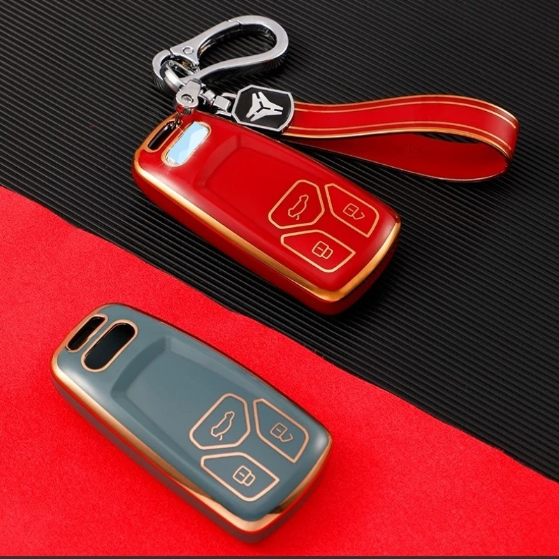 

Для Audi A4L A6L Q5L A3 Q3 Q2L A3L Q7 A8 Чехол для ключей с золотым краем, противоударный чехол для ключей, стильный для женщин, автоаксессуары