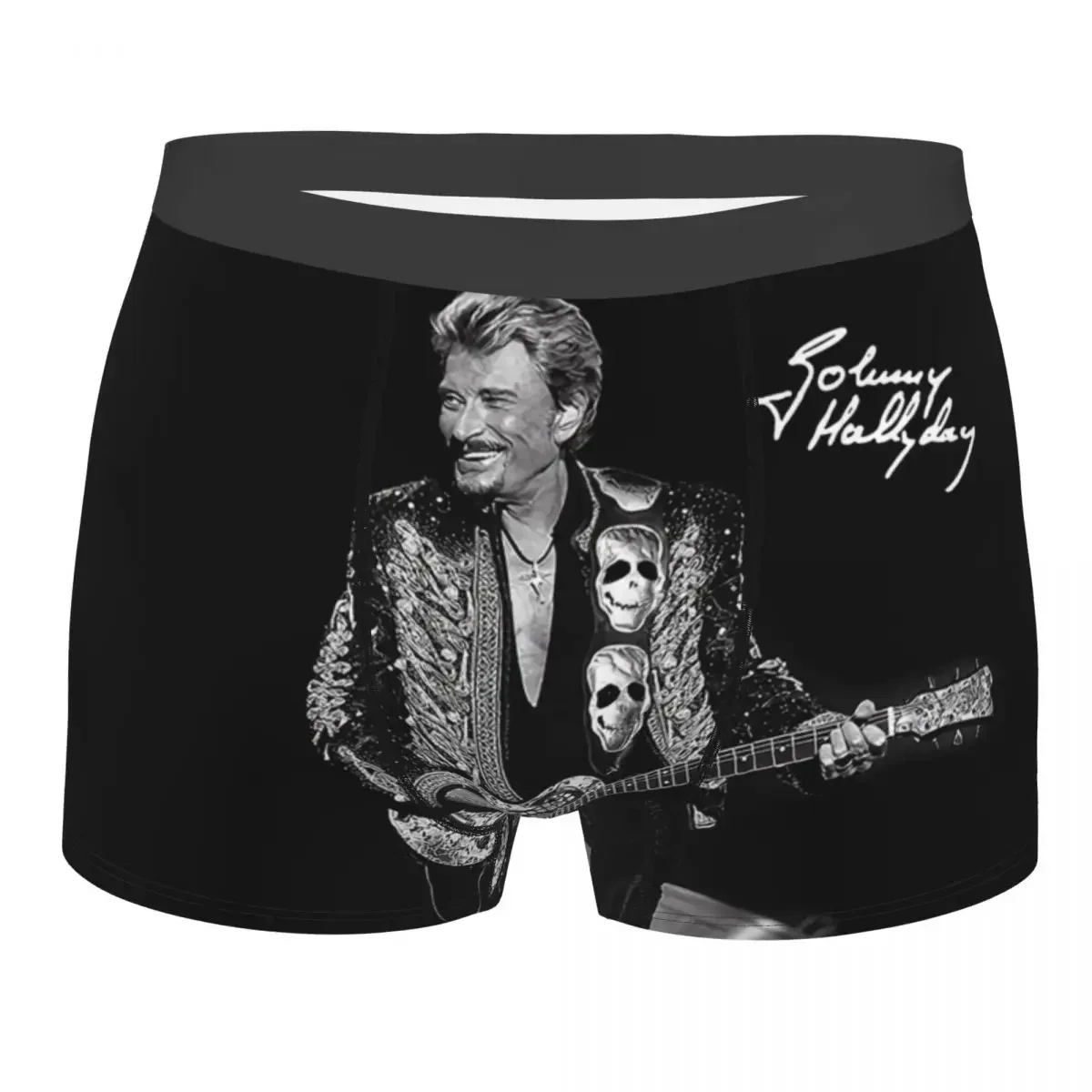 Custom Male Fashion Johnny Hallyday Underwear French Singer Rock Music Boxer Briefs Soft Shorts Panties Underpants