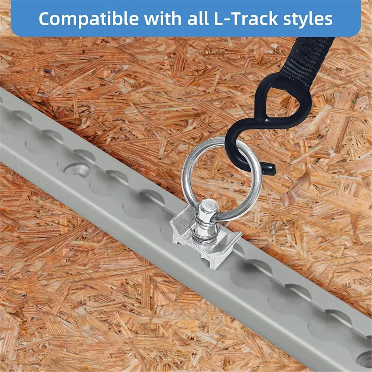 AA83 L Track Single Stud Fitting 4,000LB Capacity with Round Ring Aluminum Keeper , Pack of 12