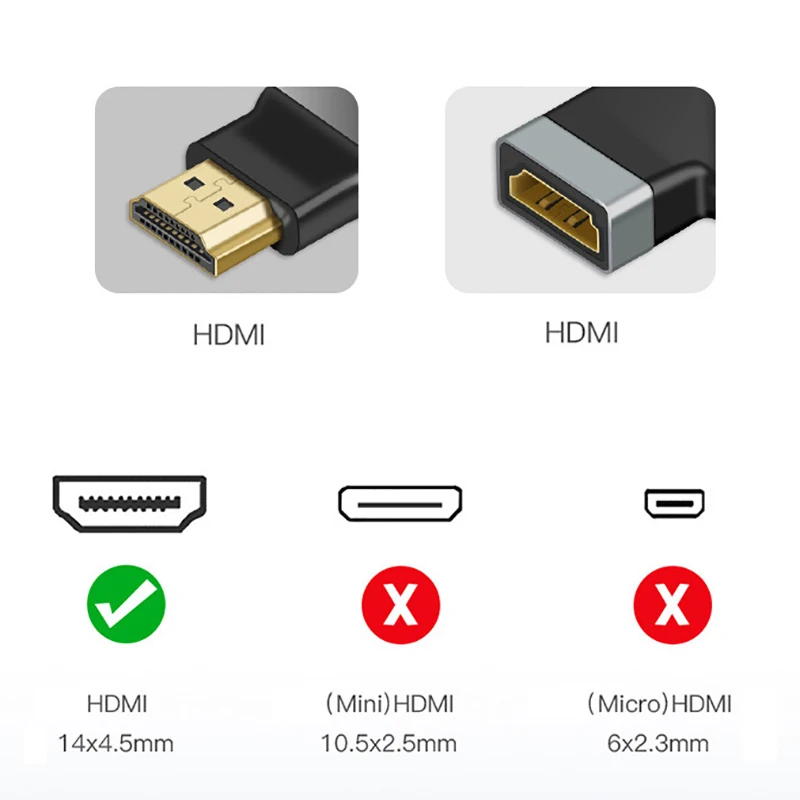 1PCS HDMI-Compatible Adapter Degree Right Angle Male to Male Female Converter HD Connector for HDTV PS4 Lptop TV Box HDMI