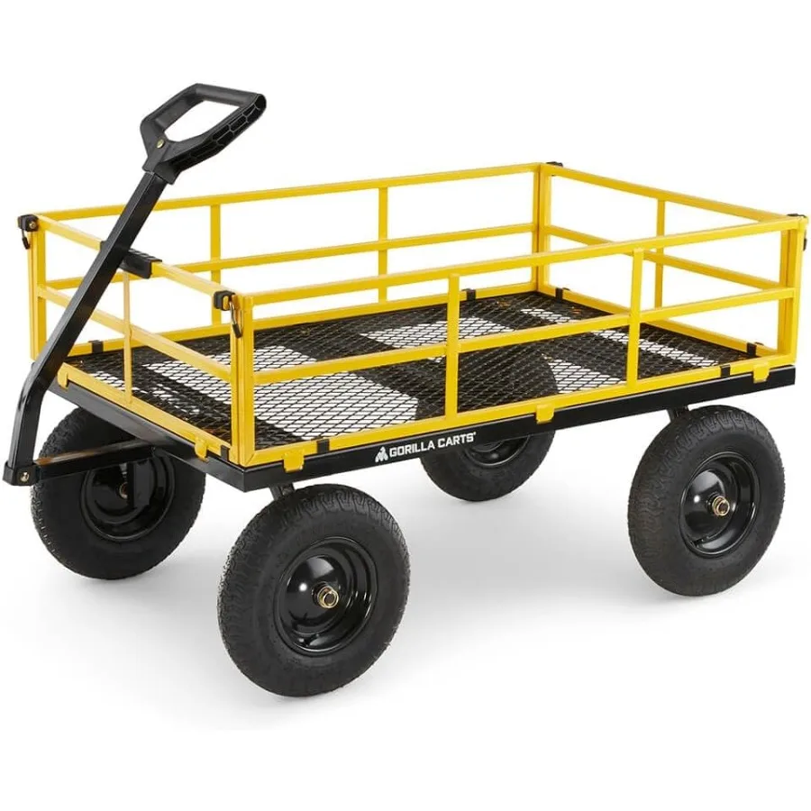 Steel Garden Cart, 4-Wheel Yard Cart, 1500 lb Capacity