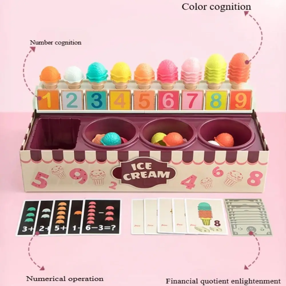 Ensemble de jeu de crème glacée en plastique pour enfants, maison de jeu en forme de couleur, jouet alimentaire, reconnaissance Montessori, jouet d'apprentissage des mathématiques