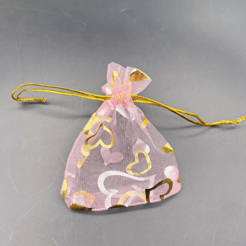 200pcs Jewelry Gift Bags Organza Drawstring Storage Bag Jewelry Packaging Bags Heart Gift Bag for Christmas Gift Pouches Sachet