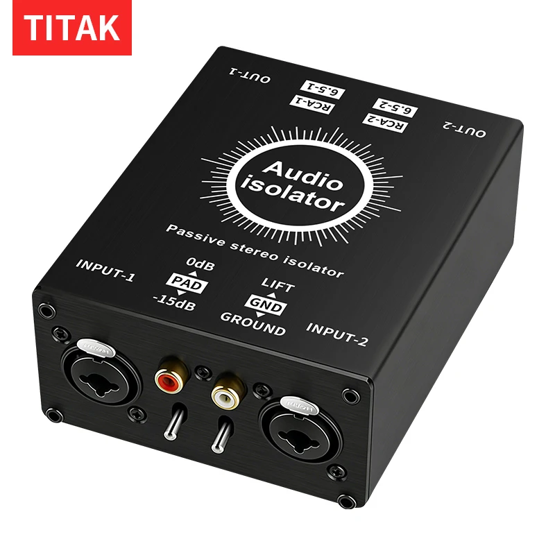 XLR 6.35 HiFi Stereo Audio Ground Loop Isolator Isolation Box Noise Filter Hum Eliminator for Audio System Eliminate Hum