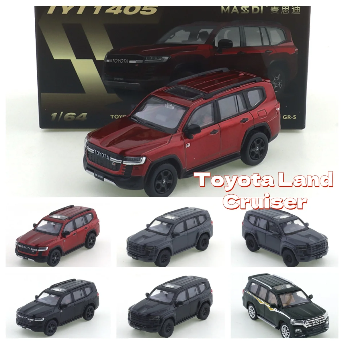 

MASDI 1/64 Toyota Land Cruiser LC300 Модель Украшение Литая под давлением коллекция сплавов Модель внедорожника