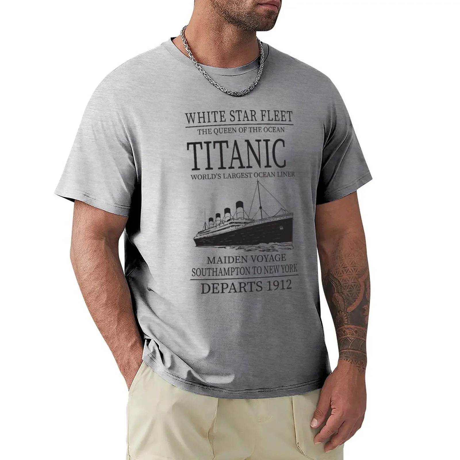 Titanic Vintage Poster Cruise Sinking Ship Atlantic Ocean Maiden Voyage T-Shirt tops anime stuff luxury clothes men