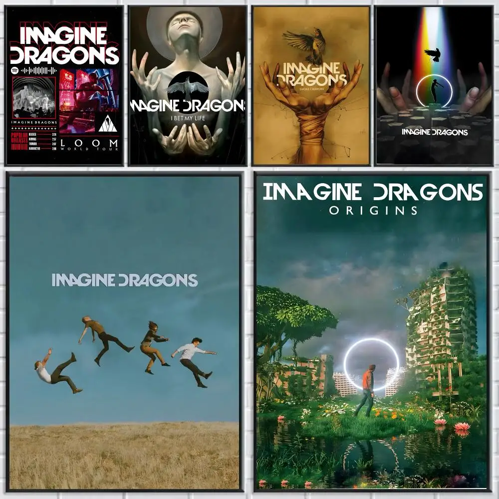 I-Imagine Dragons Poster HD Self-adhesive Waterproof Paper Sticker Suitable For Living Rooms Bedrooms Home Decor