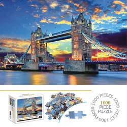 1000 Pieces London Bridge Jigsaw Puzzles, Adults Teens Kids Toys Gift Educational Intellectual Decompressing Fun Family Game