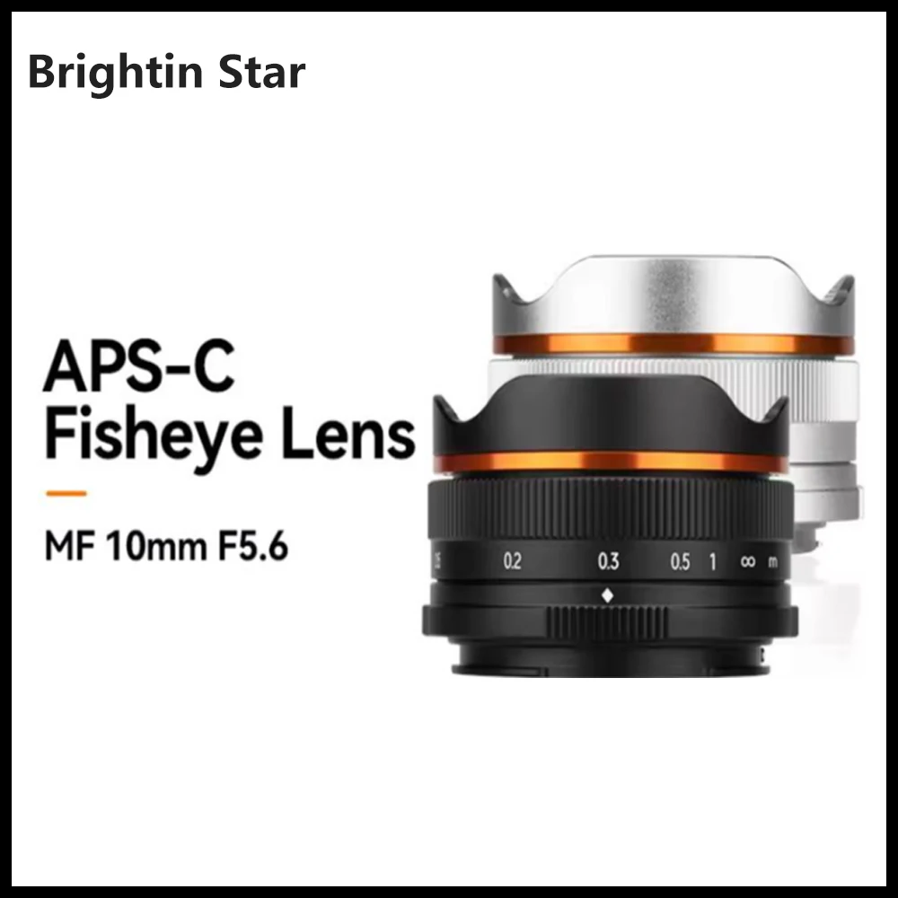 

Широкоугольный объектив для беззеркальной камеры Brightin Star 10 мм F5.6 «рыбий глаз» APS-C для Sony ZV-E10 A6400 Canon EF-M Nikon Z Fujifilm 10 5.6