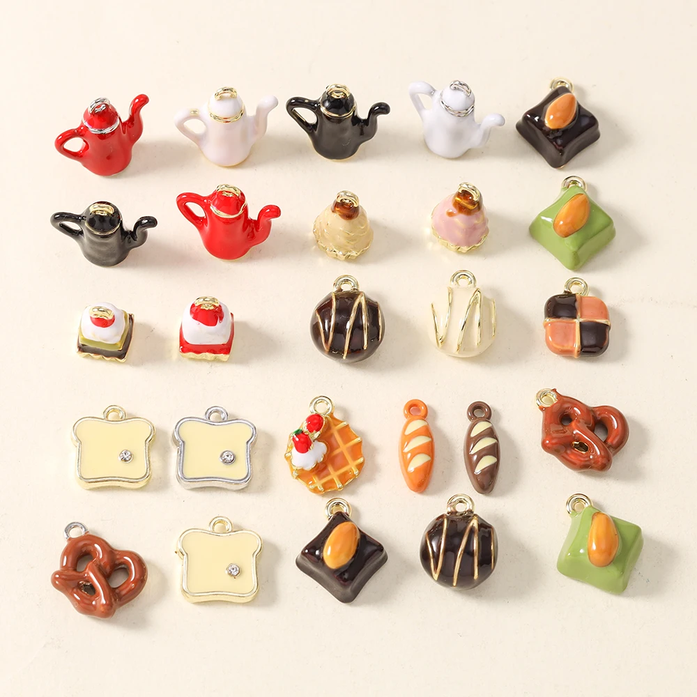 5 Stück Neue Kawaii Simulations-Lebensmittel-Anhänger Perlen für Nachmittagstee, Brot, Kuchen, Kekse, Anhänger zur Herstellung von handgemachtem DIY-Schmuck.