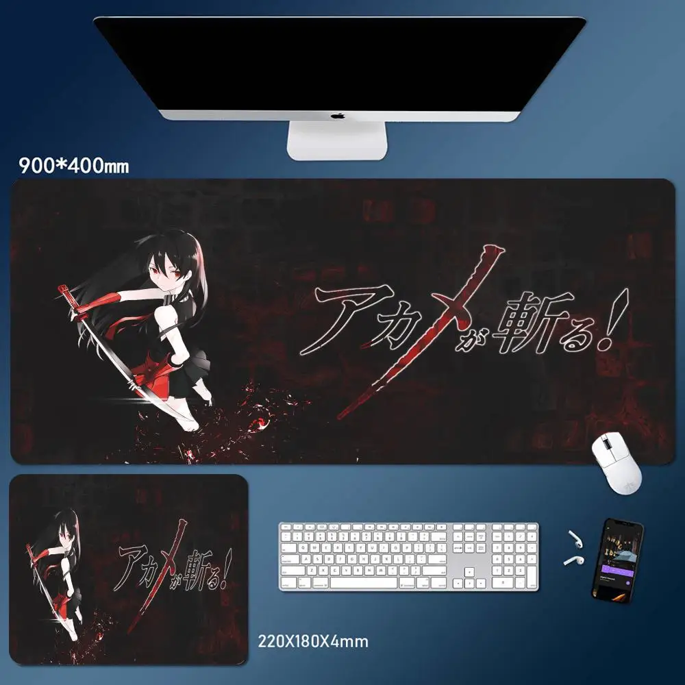 Anime Akame Ga Kill Mouse Pad Gaming Mouse Pad, Mouse Pad with Edges and Non-Slip Rubber Base, Extended Mouse Pad