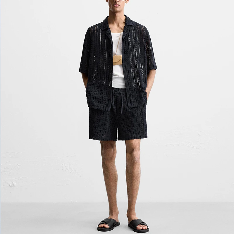 

Новый летний мужской комплект Faion irt And orts с текстурой ort Sve irt And Patterned orts Z Brand Casual Wear