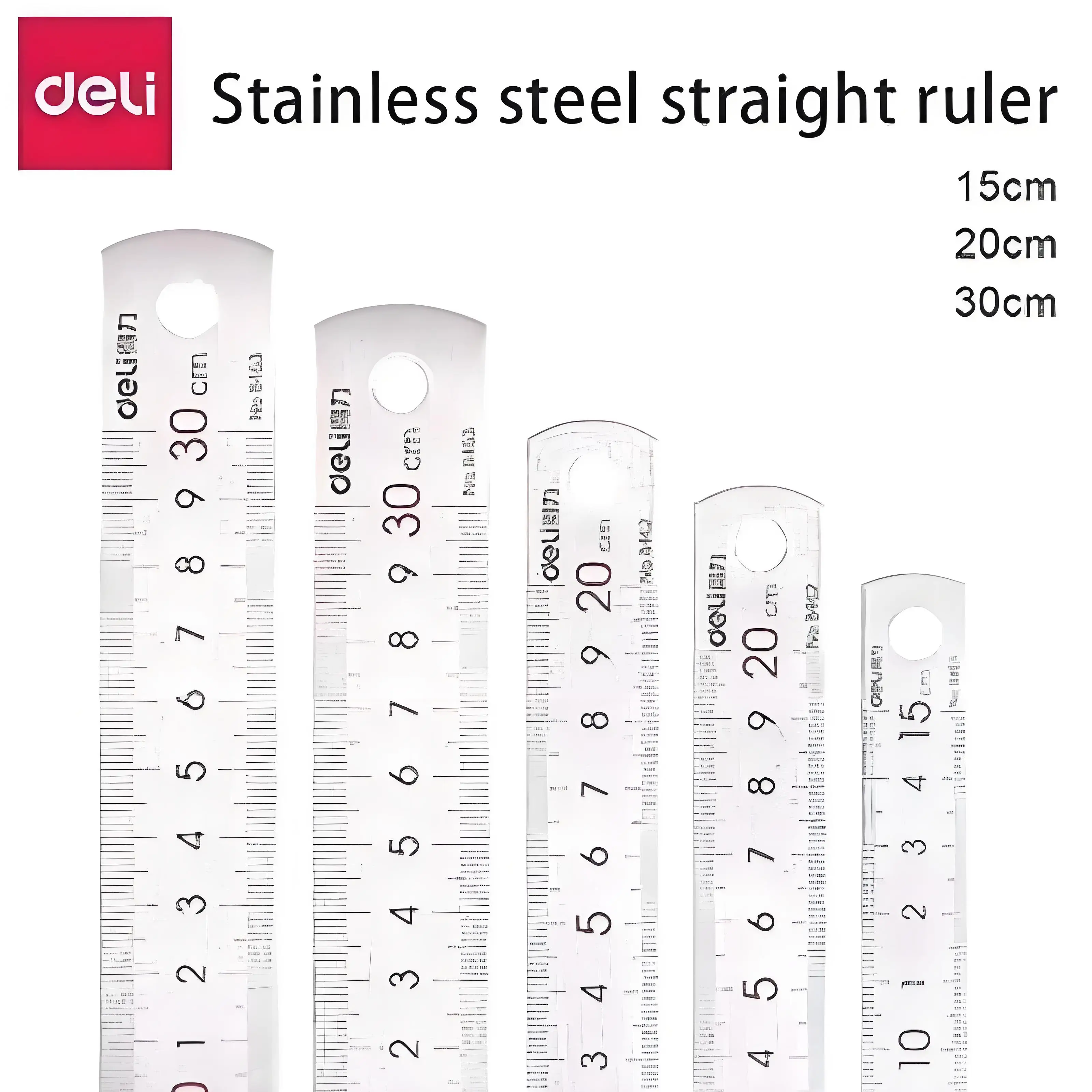 DELI Régua de metal Precison Clear Marking Craft Ferramenta de medida de rascunho para trabalho em madeira