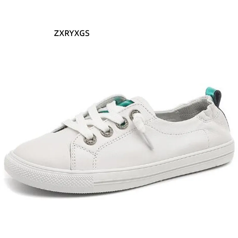 

2024 New Premium Soft Cowhide White Sneakers Women's Vulcanized Shoes Flat Soft Sole Comfort Casual Sneakers Real Leather Shoes