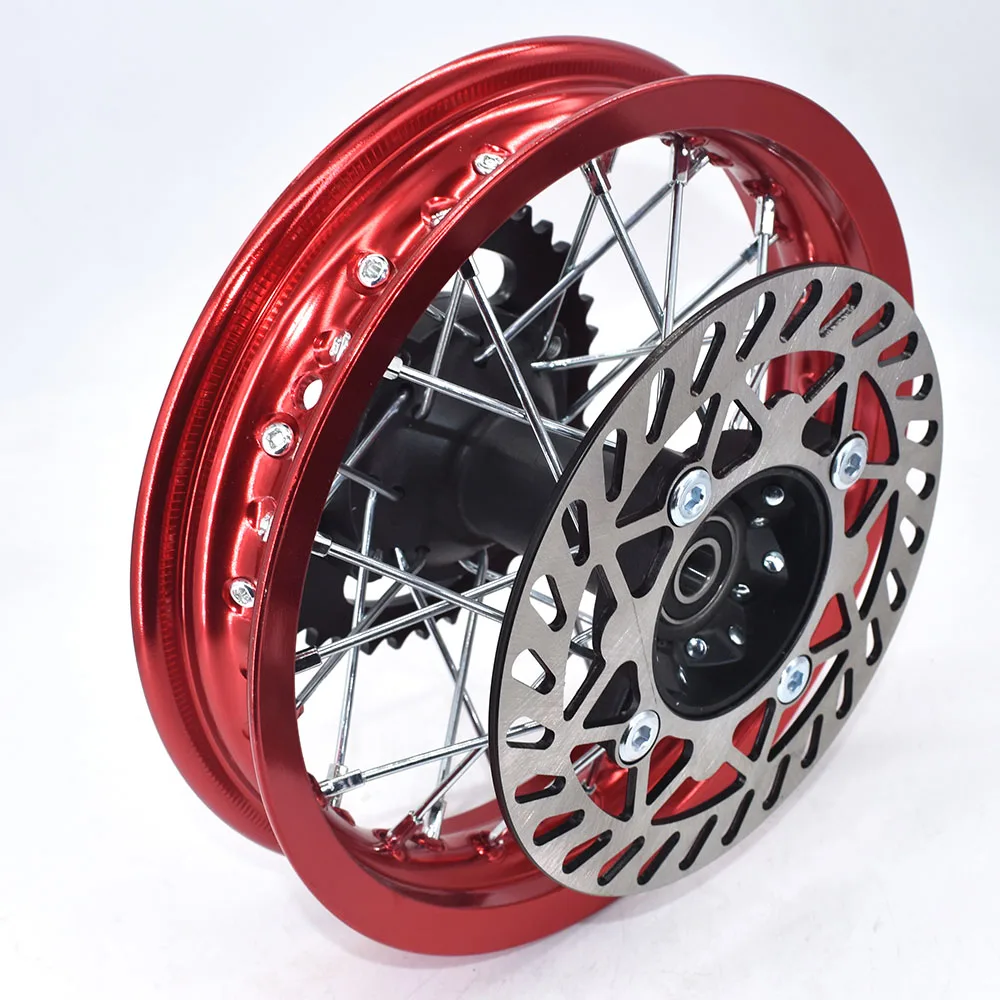Small PIt Bike Rear Rim 1.60-10" with Sprocket and Brake Disc Plate for Kid's MIni Dirt Bike 50cc 70cc 90cc Motorcycle Wheel view 5
