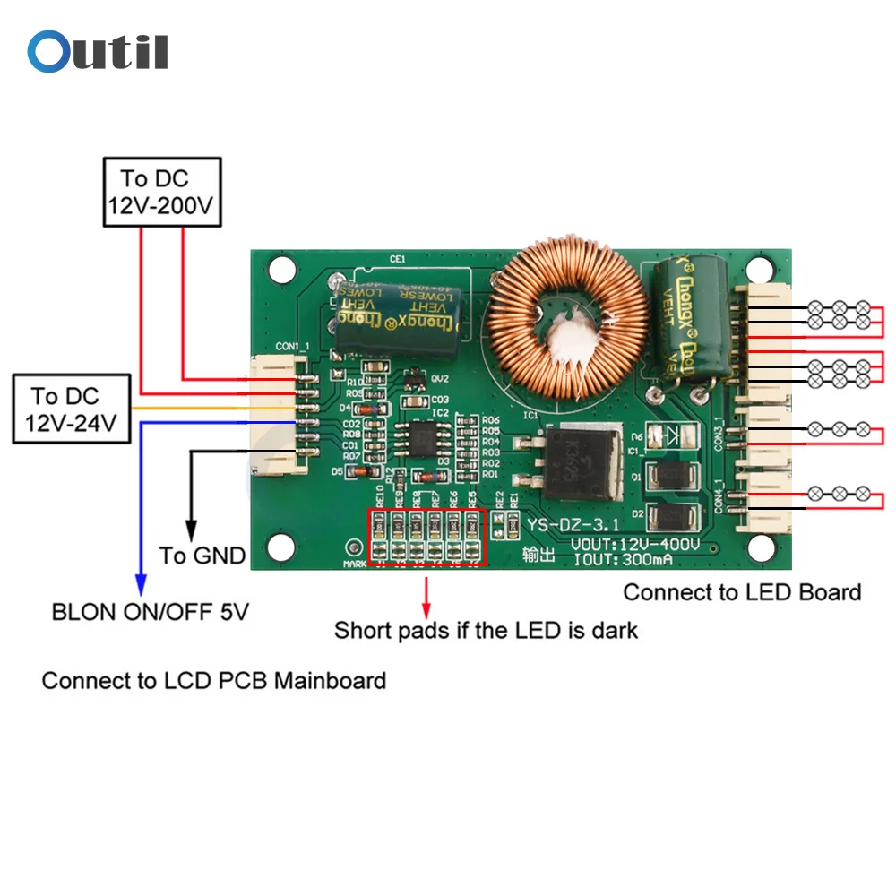 Universal LED TV Backlight Driver Module 14-65 Inch Boost Constant Current Converter Inverter Booster Board 12-200V to 24-400V