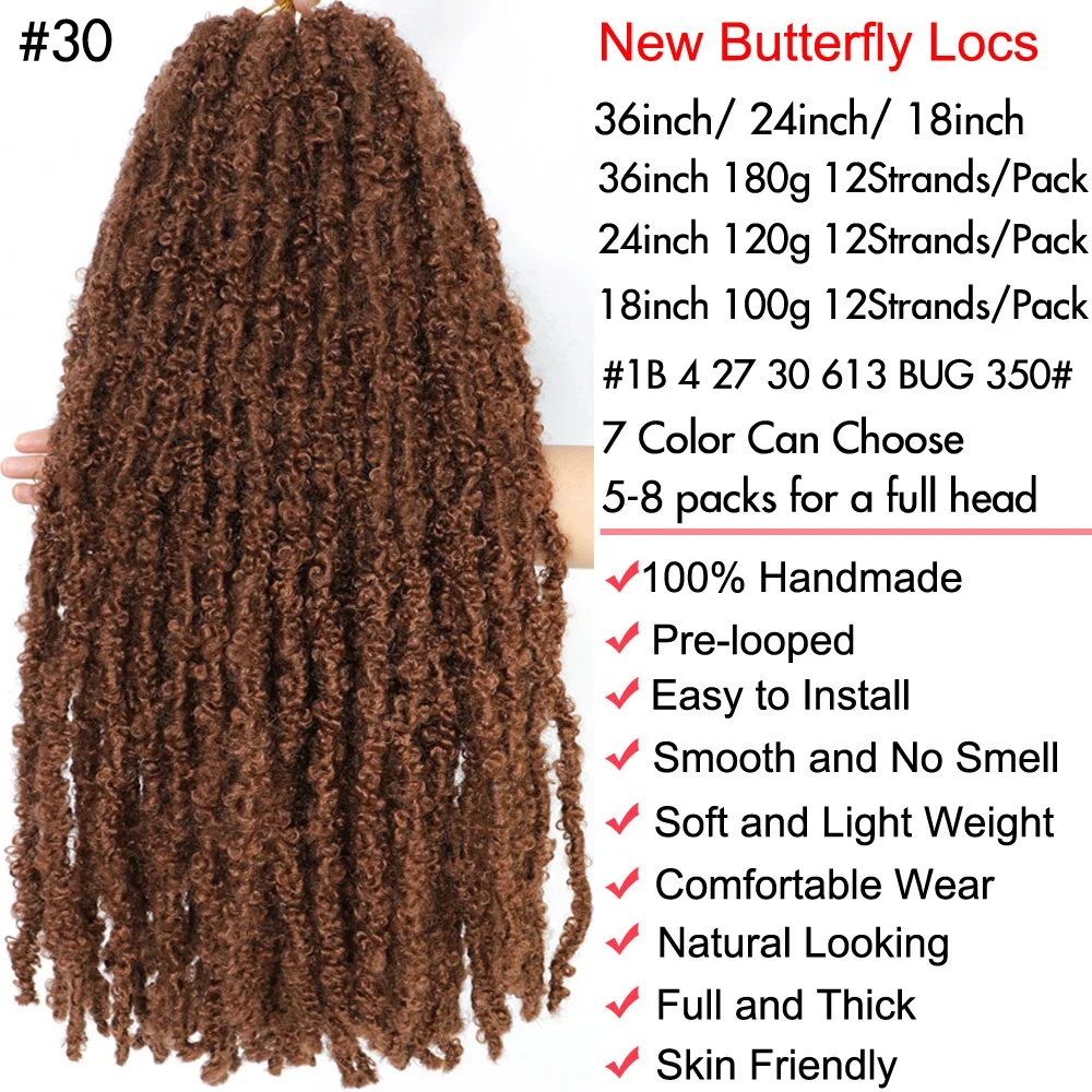 18 24 36 Inches Butterfly Locs Crochet Hair Distressed Locs Crochet Braids Messy Faux Locs Braiding Hair Extensions for women