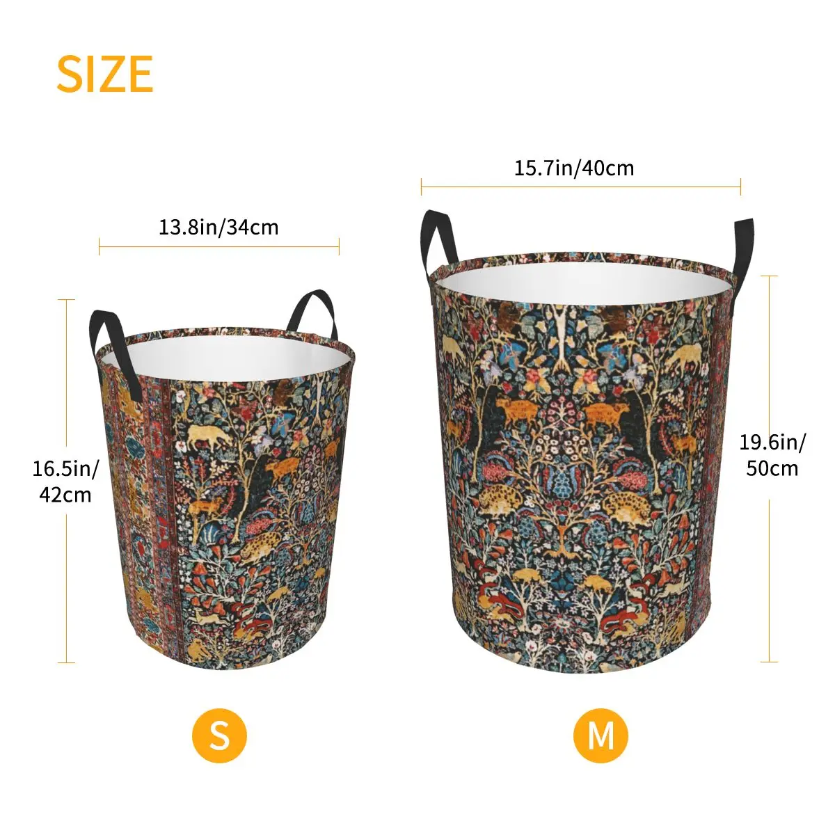 Vintage Antique Persian Carpet Boho Laundry Basket Foldable Large Clothes Storage Bin Ethnic Bohemian Rug Baby Hamper